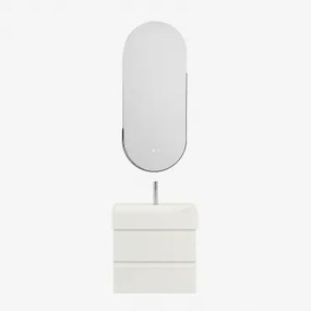 Badkamermeubelset Van Hout En Essenhoutfineer Met Geïntegreerde Wastafel Ona Wit & Oval Led And Antifog Black 45x105 Cm Vacson & - Sklum