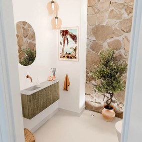 Mondiaz Joya DLux 90cm toiletmeubel ronding rechts dusk met wastafel faye links zonder kraangat glace