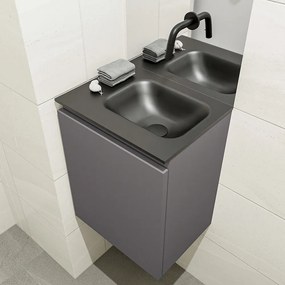 Mondiaz Olan 40cm toiletmeubel dark grey met wastafel urban rechts geen kraangat