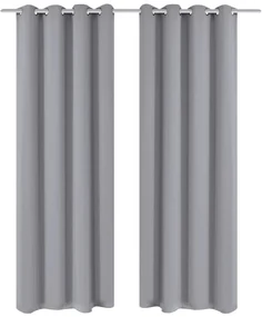 vidaXL Gordijnen met metalen ringen verduisterend 135x175 grijs 2 st