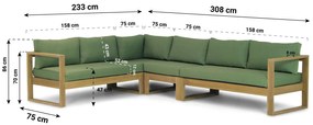 Hoek loungeset  Teak Old teak greywash 6 personen Garden Collections Newbury