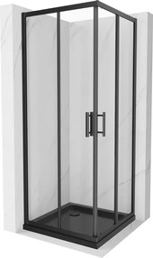 Mexen Rio kwadratische douchecabine 90 x 90 cm, transparant, zwart + Flat douchebak, zwart - 860-090-090-70-00-4070B
