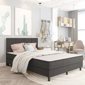 vidaXL Boxspring stof donkergrijs 180x200 cm