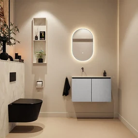 Mondiaz Ture DLux toiletmeubel 80cm plata met wastafel ostra links zonder kraangat