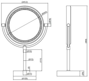 Mueller LED staande scheerspiegel op batterijen geborsteld messing