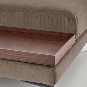 Voetensteun met dienblad, in stonewashed fluweel, MODERNISTE, ontwerp Emmanuel Gallina