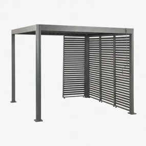 Bioclimatische Pergola Met Lamellen En Aluminium Panelen Druvia Grijs – Grafiet & 3 X 3 M & 4 Panelen Van 90,5 Cm - Sklum