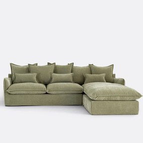 Hoekbank rechts, omvormbaar, met afneembare hoezen, 4-zits, in gemêleerd polyester, ODNA