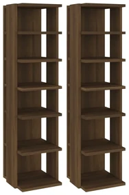 vidaXL Schoenenrekken 2 st 25x27x102 cm bewerkt hout bruineikenkleurig