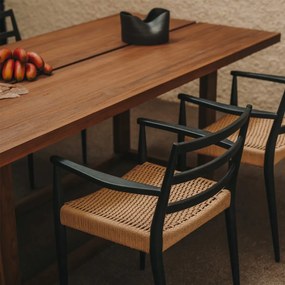 Kave Home Sashi Japandi Design Eettafel Donker Teak Hout - 220 X 100cm.