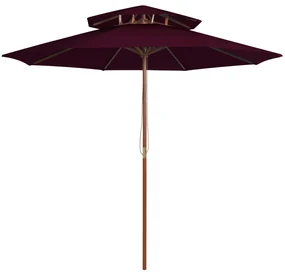 vidaXL Parasol dubbeldekker met houten paal 270 cm bordeauxrood