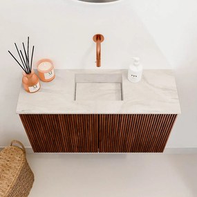Mondiaz Joya DLux 70cm toiletmeubel ruby met wastafel faye midden zonder kraangat ostra