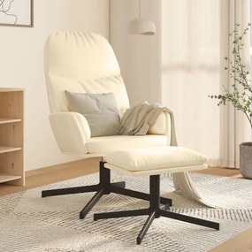 vidaXL Relaxstoel met voetenbank kunstleer crèmewit