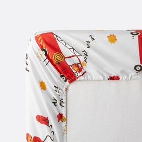 Hoeslaken voor kinderen, 30% gerecycled katoen, brandweerman opdruk, kap van 25 cm, BRANDWEERMAN SAM