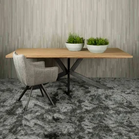 Tower Living Eettafel Spinpoot Gerookt Eiken 240x100 Luna - 240 X 100cm.