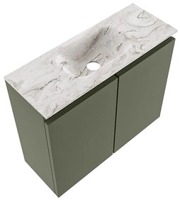 Mondiaz Ture DLux toiletmeubel 60cm army met wastafel glace midden met kraangat