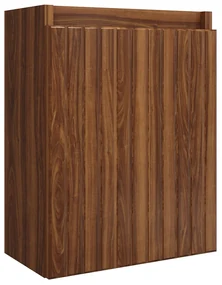 Fontana Bano toiletmeubel ribbelfront walnoot 40x22cm met mat zwarte waskom