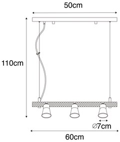 Eettafel / Eetkamer Landelijke hanglamp zwart met hout 6-lichts - Jelle Landelijk GU10 Binnenverlichting Lamp