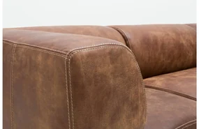 Goossens Excellent Hoekbank Marshall Met Hocker bruin, leer, 1,5-zits, urban industrieel