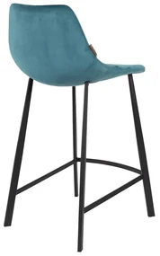 Dutchbone Franky Lage Fluwelen Barstoel Blauw