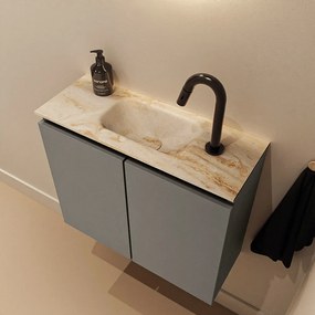 Mondiaz Ture DLux toiletmeubel 60cm smoke met wastafel frappe midden met kraangat