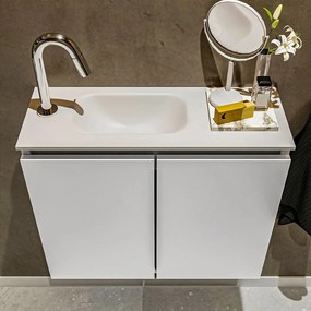 Mondiaz Ture 60cm toiletmeubel talc met wastafel talc links 1 kraangat