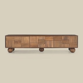 Houten Tv-meubel Uniek Houtsnijwerk - 160x39x39cm.
