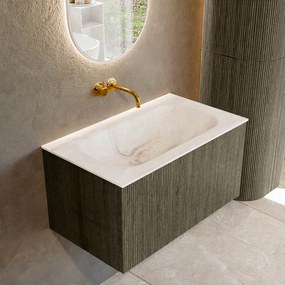 Mondiaz Kurve-dlux 80cm badmeubel shadow met 1 lade en wastafel big small midden zonder kraangat frappe