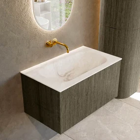 Mondiaz Kurve-dlux 80cm badmeubel shadow met 1 lade en wastafel big small midden zonder kraangat frappe