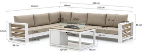 Bellagio Avolo/Cosiraw 120cm hoek loungeset met vuurtafel 3-delig links