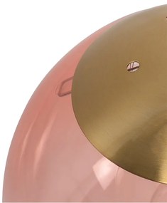 Eettafel / Eetkamer Art Deco hanglamp messing met roze glas 3-lichts - Pallon Art Deco E27 Binnenverlichting Lamp