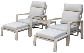 Ripasso lounge balkonset verstelbaar 5 delig latte zand aluminium teak
