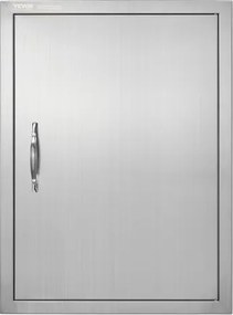 VEVOR Grilltoegangsdeur, 508 x 686 mm, enkele buitenkeukendeur, vlak gemonteerde roestvrijstalen deur, verticale wanddeur met handgreep, voor grill-eiland, grillstation, buitenkast