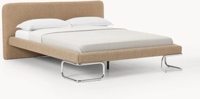 Gestoffeerd bouclé bed Olina met metalen poten