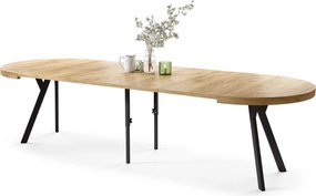 EXPANSO Eik Craft Złoty/zwarte poten - GROTE RONDE TAFEL Ø110 UITBREIDBAAR TOT 310 cm met Y-POTEN LOFT/INDUSTRIAL