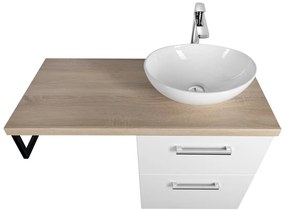 Aqualine Vega 97.5cm badkamermeubel met ovale waskom rechts wit