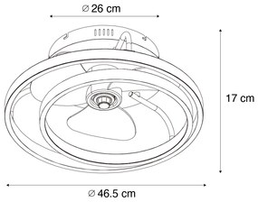 Plafondventilator met lamp zwart incl. LED met afstandsbediening - Kees Design rond Binnenverlichting Lamp