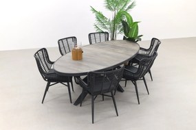 Jasmine Black/Silva 6-persoons ovale dining tuinset 240x115 cm. - Houtlook