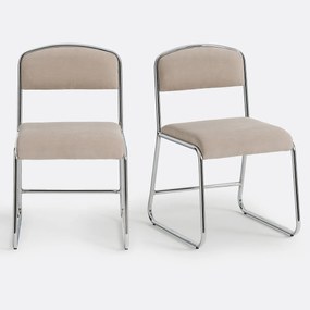 Set van 2 stoelen van chroom en stof Celestina
