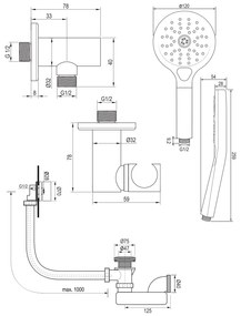 Brauer Brushed Edition inbouw badkraan met badvulcombinatie en 3 standen handdouche RVS geborsteld PVD