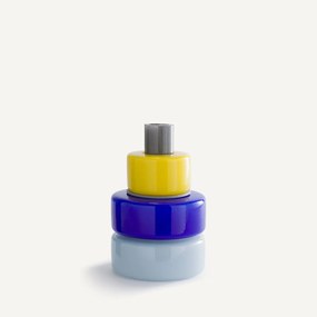 Vaas met 3 ringen van geblazen glas, H25 cm, Maveo