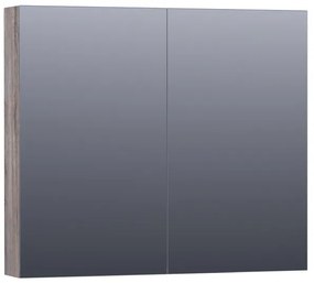 BRAUER Plain Spiegelkast - 80x70x15cm - 2 links/rechtsdraaiende spiegeldeuren - MFC - grey Canyon SK-PL80GC