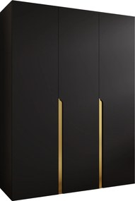 Kledingkast Hartford 580, Zwart, Gouden, 202x150x52cm, 104.8 kg, Kledingkast deuren: Met scharnieren