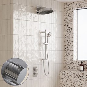 Saniclear Evolution Stripes inbouw regendouche met glijstang en 2 standen handdouche chroom