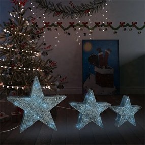 vidaXL Kerstdecoratiesterren 3 st LED buiten binnen mesh zilverkleurig