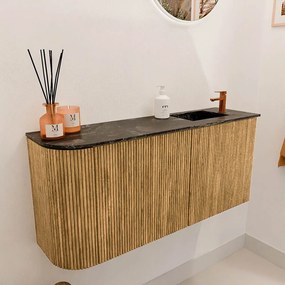 Mondiaz Joya DLux 90cm toiletmeubel ronding links oak met wastafel faye rechts 1 kraangat lava