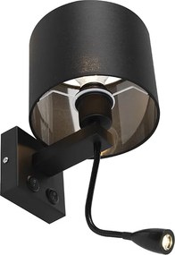 Moderne wandlamp zwart met zwarte kap - Brescia