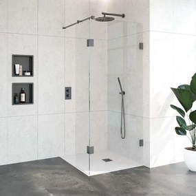 BRAUER Void inloopdouche helder glas 90x200 met 40 zijwand incl. glascoating PVD gunmetal geborsteld GS-VOI2H9040200GM