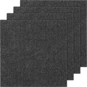 VEVOR Peel and Stick tapijttegels, 305x305mm zelfklevende tapijttegels, zachte gewatteerde tapijttegels, doe-het-zelf installatie voor slaapkamer en woonkamer (12 stuks, donkergrijs)