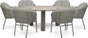 Tuinset Ronde Tuintafel 6 personen 158 cm Rope Taupe  Coco Livo/Trino